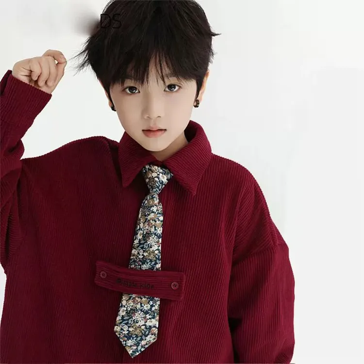 新中式儿童拜年服男童灯芯绒外套秋冬2025中大童加绒加厚衬衫上衣