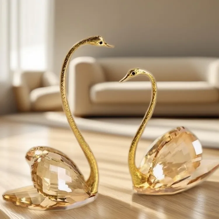 2026新款水晶天鹅摆件孔雀装饰欧式电视柜酒柜玄关简约家居装饰品