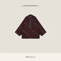MRHALA 永昙廓型初纺手工双色交织宽袖麦穗纹直领外套女 XW5628