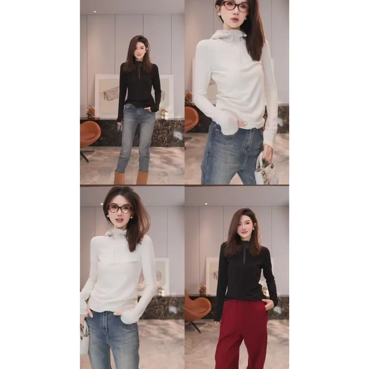 yiyiya.Guo艺艺吖【小暖炉】新款连帽拉链羊毛长袖上衣110169SS52