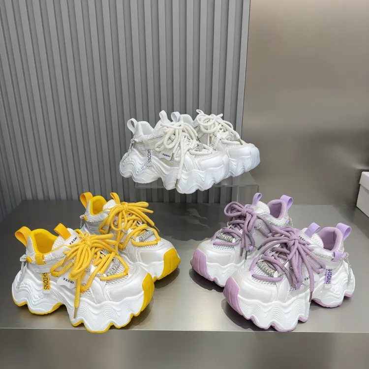 2025春季爆款松糕厚底增高网面透气韩版轻奢宴会高颜值百搭老爹鞋