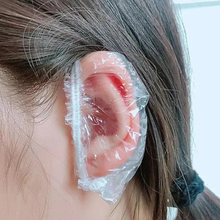 新款一次性耳套耳罩塑料PE防水护耳染发焗油一次性打耳洞洗澡耳套