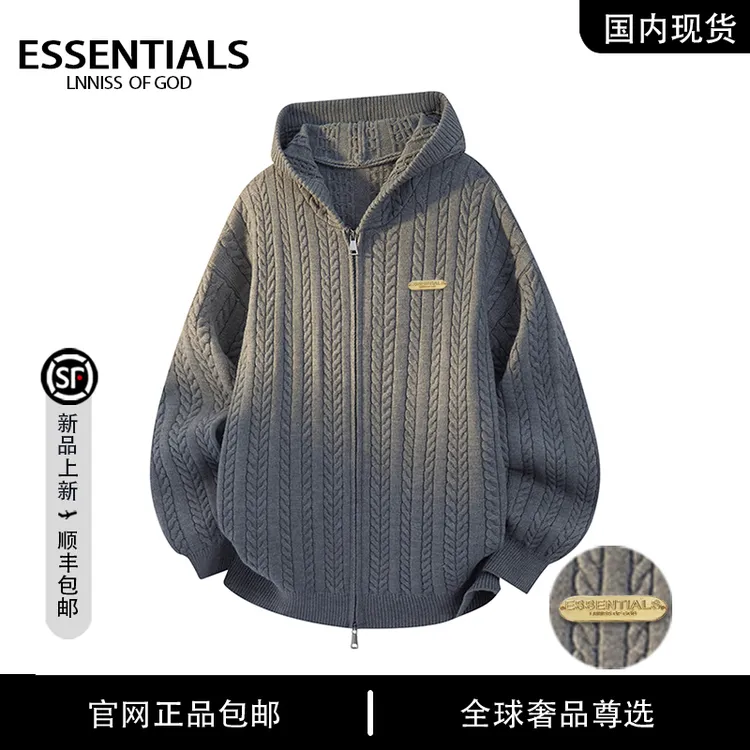 ESSENTIALS LNNISS 针织连帽开衫毛衣秋冬季宽松休闲时尚百搭毛衣