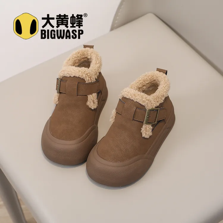 大黄蜂童鞋男女童勃肯棉鞋2025冬季新款儿童加绒短靴加厚保暖冬鞋