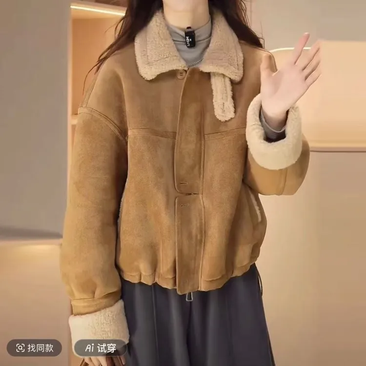 【小个子定制】2025新款小个子冬季皮毛一体保暖加绒外套#1298