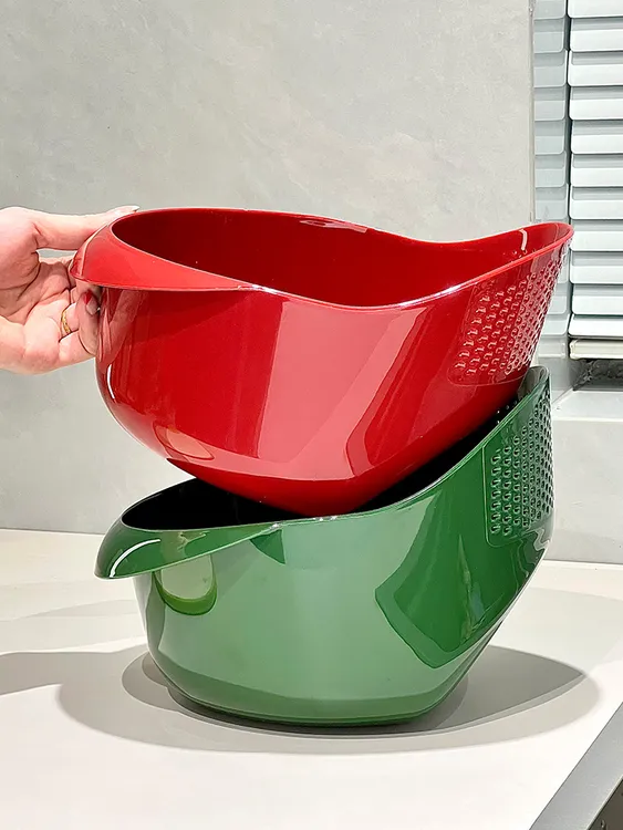 千姑娘透明多功能淘米沥水篮家用蔬果清洗滤水篮大容量果篮