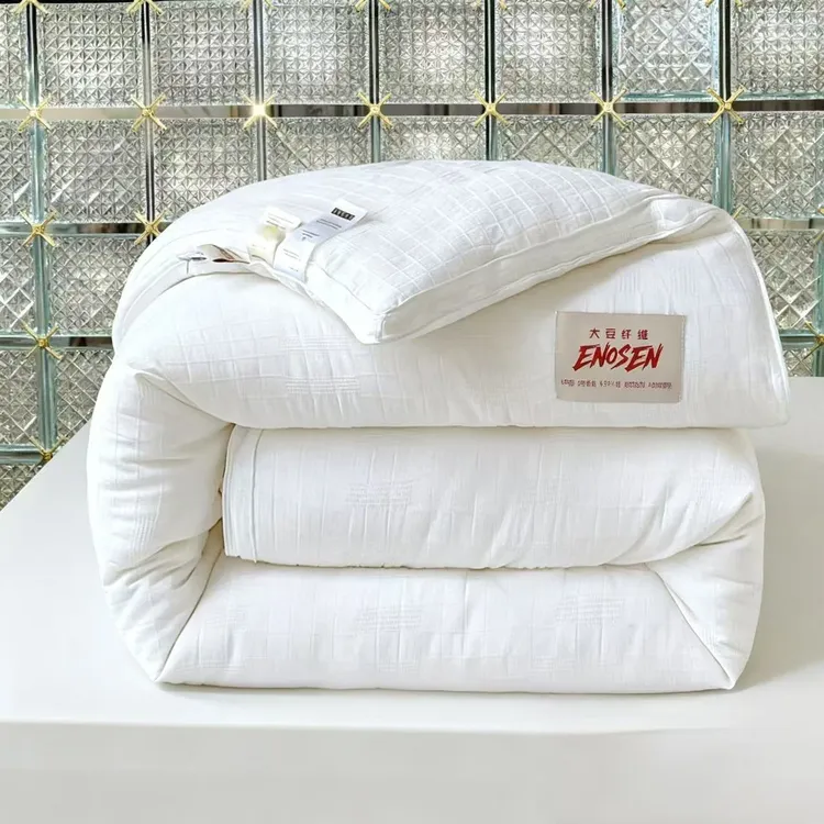 51%大豆纤维A类全棉春秋加厚保暖冬季华夫格子母被芯单人双人被芯