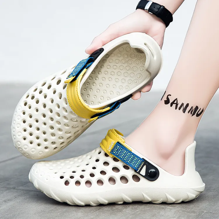 2025夏季新款洞洞鞋男沙滩凉鞋包头镂空软底大码室外凉拖鞋
