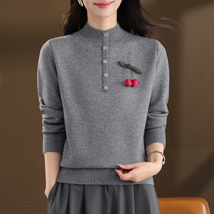 半高领毛衣女秋冬2026新款高级感灰色针织打底衫冬季加厚保暖上衣