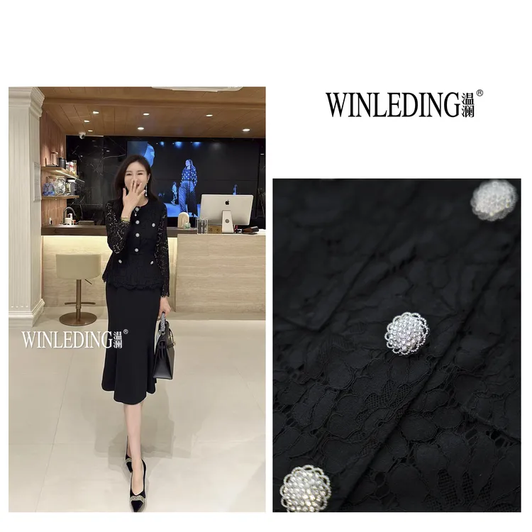 温澜服饰·澜“钟灵”蕾丝拼接假两件连衣裙50651