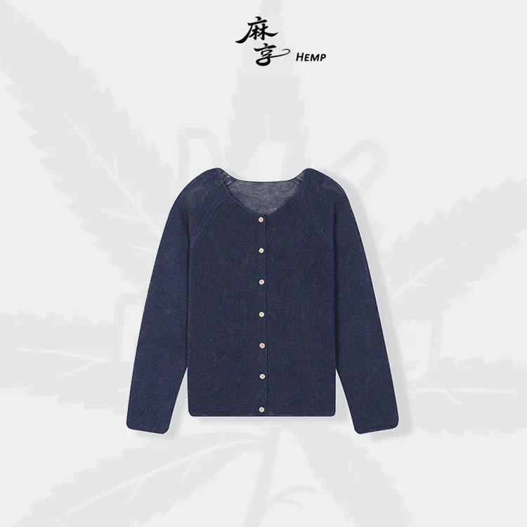 【生态原麻开衫】汉麻和纸纱圆领针织开衫空调衫透气凉快夏FSY50522