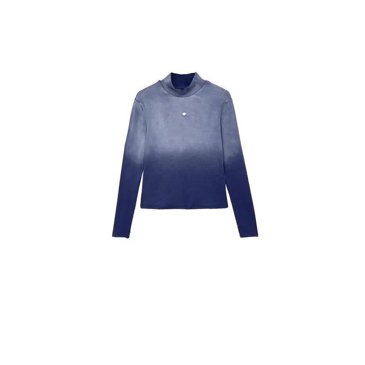 【MIXCITY亚楠家】星球T◆藏蓝渐变半高领长袖打底衫T恤9185