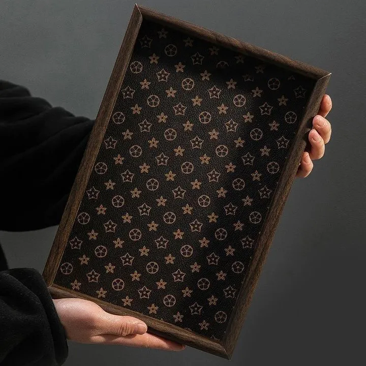 复古方形桌面首饰摆件钥匙玄关轻奢中式茶盘托盘家用收纳盒