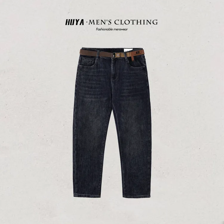 虎牙兄弟男士牛仔裤2025冬新款经典水洗复古软牛仔直筒裤L5562-2