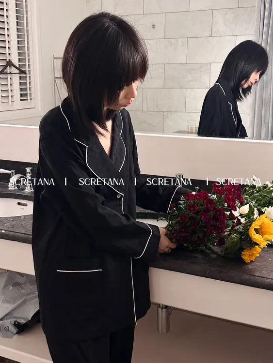 SCRETANA/安娜的秘密山千尺情侣款睡衣丝棉亲肤舒适简约家居服