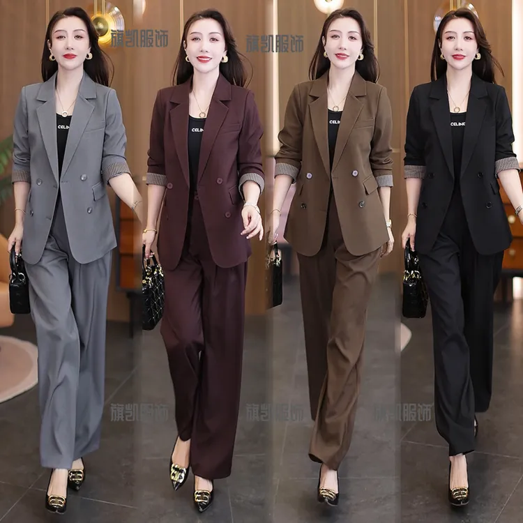 时尚西装套装女2025秋季新款气质减龄洋气百搭西服直筒裤两件套