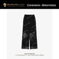 凝慧【云汀恋歌】夏季松紧腰白色刺绣百搭时尚休闲直筒裤KS005