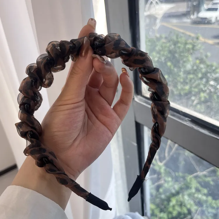 新韩系东大门豹纹发箍头饰头箍高颅顶气质秋冬氛围感