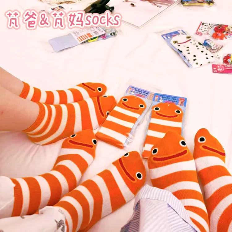 小丑鱼花园鳗纯棉中筒分趾袜ins风可爱搞怪系卡通婴儿宝宝地板袜