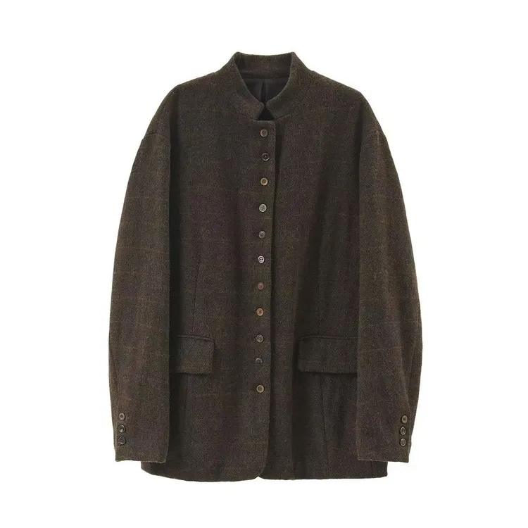 左岸迷香 Z25FW8025-2布衣分享【毛呢短外套】原创棕色羊毛混纺上衣