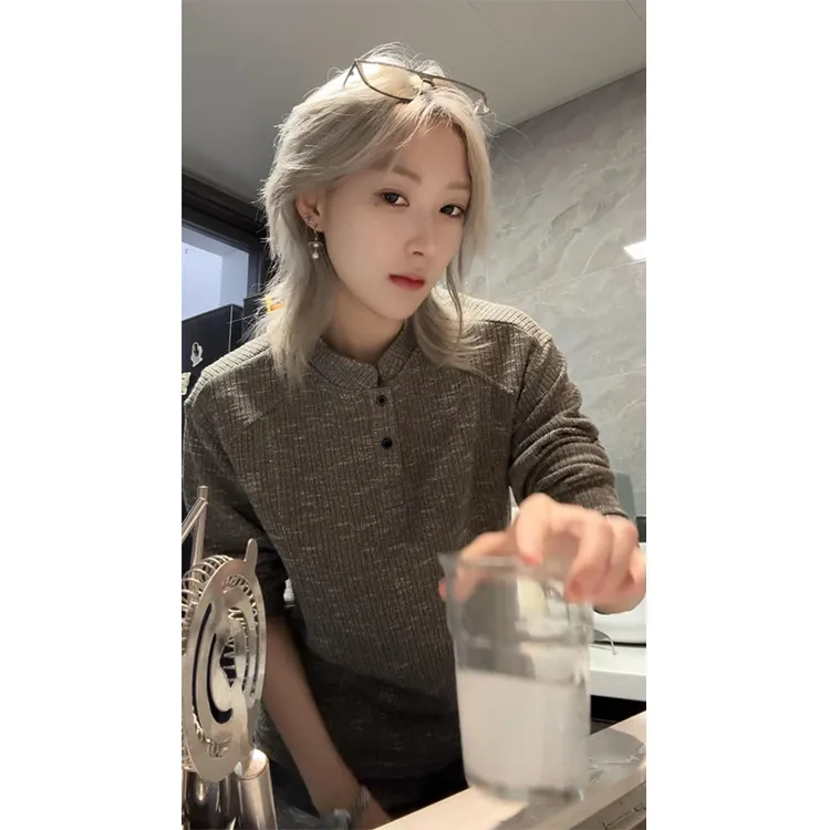 【6小时发货】老钱风亨利领针织卫衣男女美式重磅长袖T恤立领打底衫