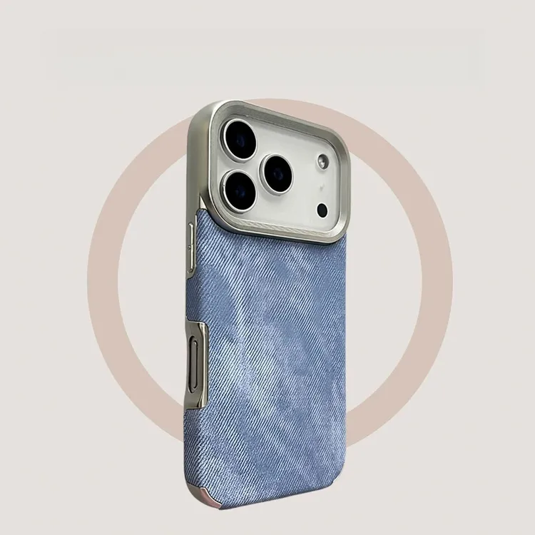 适用复古电镀牛仔布纹苹果17promax简约手机壳iPhone16/15/14/13