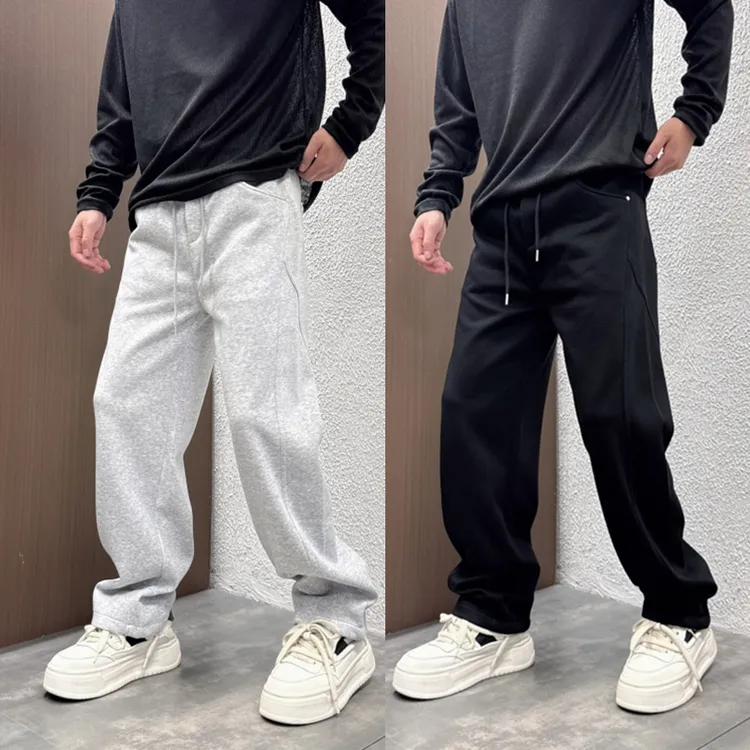 秋季新款潮流男士纯色休闲卫裤2025时尚简约百搭宽松直筒垂感长裤