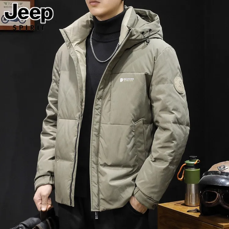 JEEP吉普男士保暖连帽羽绒服冬季2025年新款潮牌男装大码短款外套