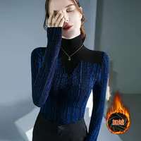 XS#【常规/加绒】网布亮丝T恤接上衣秋冬新款打底衫内搭DY-DF60