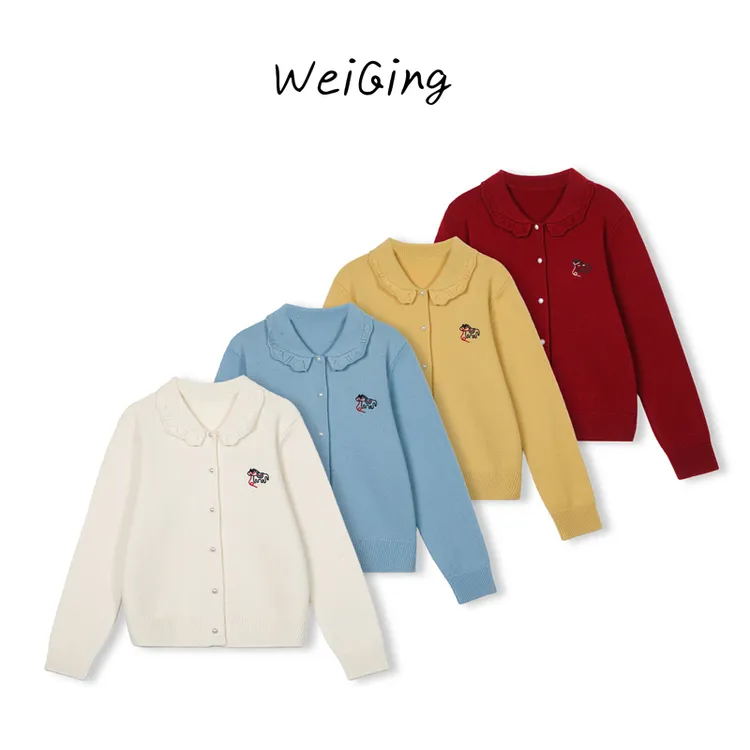 W1002【丹姐家~娃娃领小马~】100%羊毛！不可机洗！法式甜美针织开衫