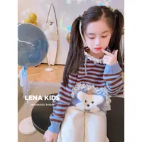 Lenakids【现货】【巨显白拼接花边”撞色加厚连帽毛衣】25100202