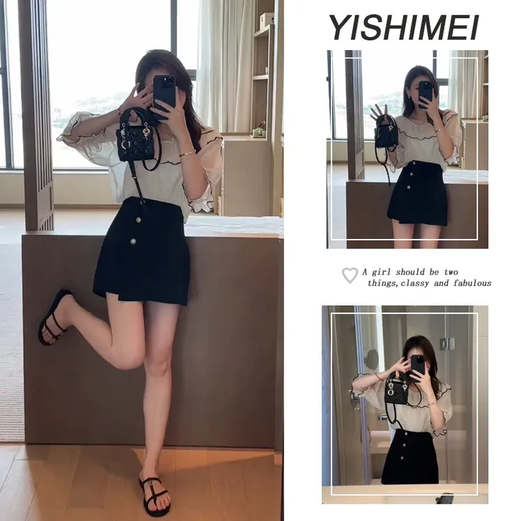 夏季温柔系穿搭女2025新款时尚减龄短袖上衣百搭休闲短裤两件套