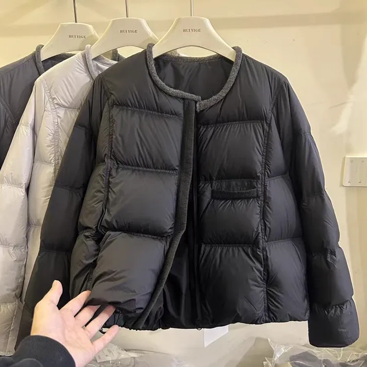 韩版小个子短款棉服外套女2026年冬季新款简约圆领卷边面包服棉衣