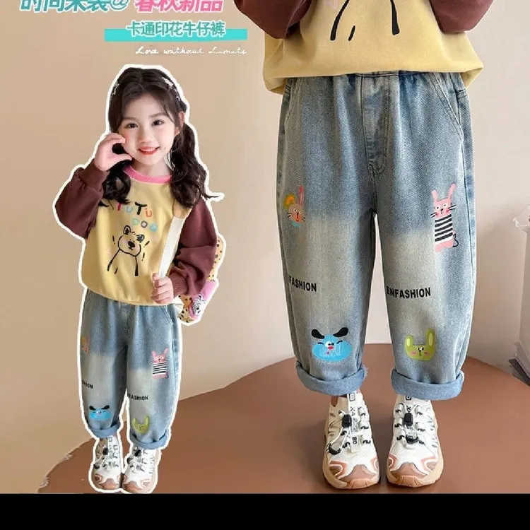 (米菲兔印花)2025儿童女童春秋新款牛仔裤男童外穿软牛仔洋气百搭