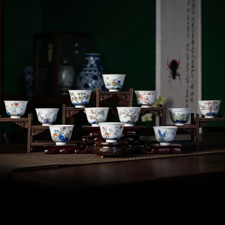 御窑元华堂青花五彩十二花神