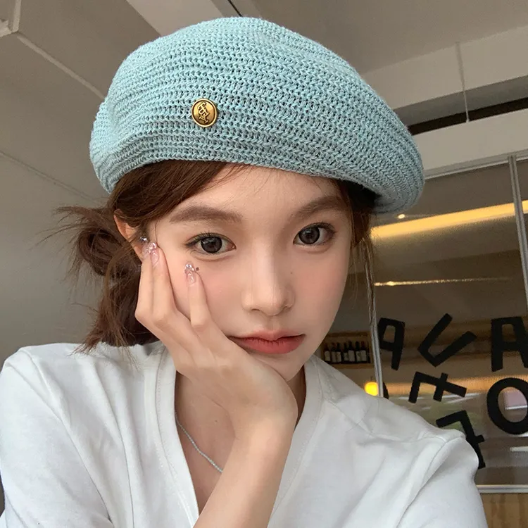 【我的头不圆】夏季贝雷帽子女2025新款镂空透气百搭显脸小画家帽