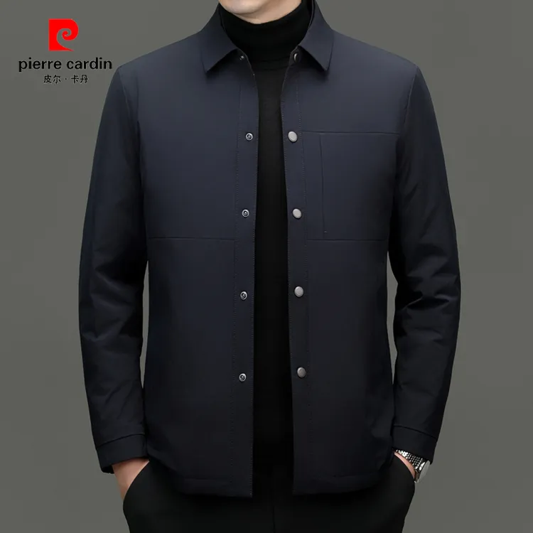 皮尔卡丹男士轻薄鹅绒服冬季新款行政商务休闲羽绒服保暖防寒外套