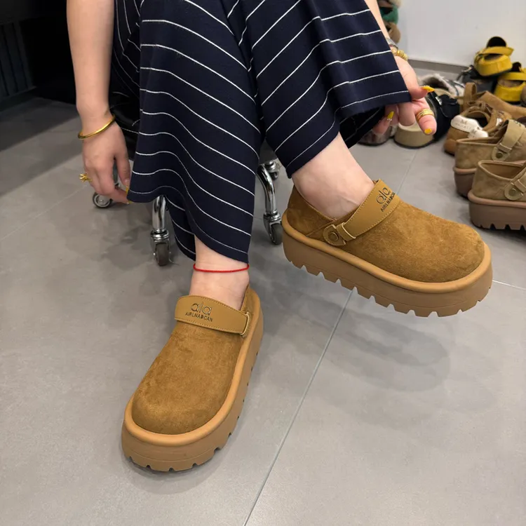 松糕厚底增高勃肯鞋女2025秋季新款一脚蹬懒人鞋踩跟两穿乐福鞋潮