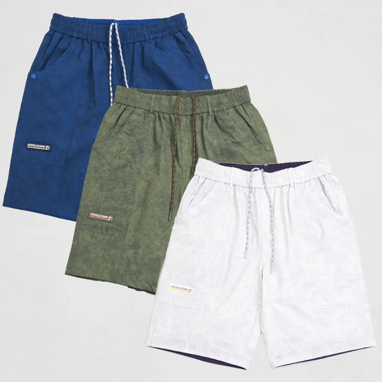 【道格拉斯】蓝军绿灰白色暗纹印花户外休闲多口袋短裤DD79306