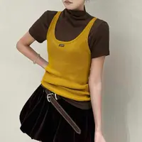 欧洲站短袖T恤女两件套2025年秋季新款时尚百搭修身显瘦个性上衣c