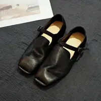 【官方旗舰正品】复古手工鞋真皮方头单鞋韩版一字带扣玛丽珍鞋舒适