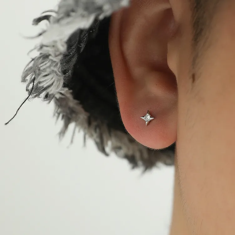钛钢耳饰 十字星星百搭耳饰耳钉耳环气质小众单只时尚轻奢个性