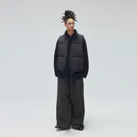 DECESOLO 25AW 日系休闲织带拼接90绒白鸭绒羽绒保暖马甲外套秋冬