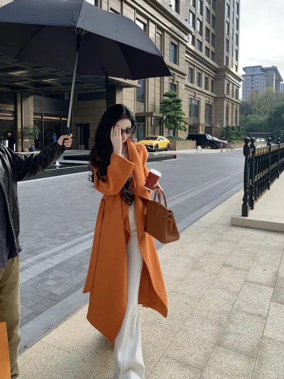 【雅乔定制】隐世贵族 双面呢羊毛桑蚕丝大衣外套女DYHH-25092076