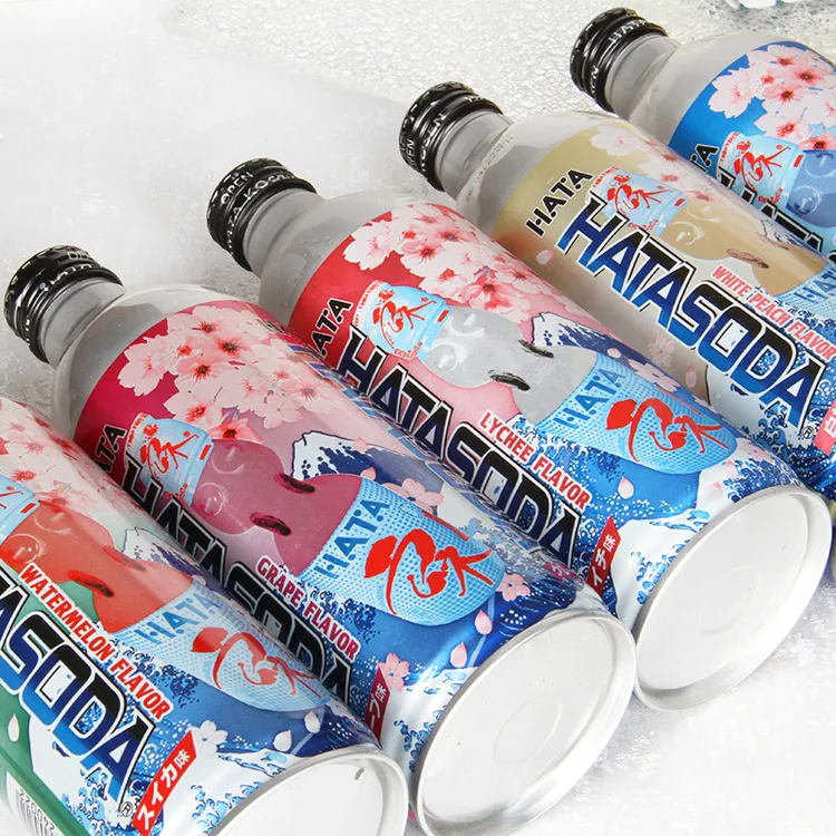 日本进口HATA波子汽水白桃西瓜果味碳酸饮料樱花版铝罐