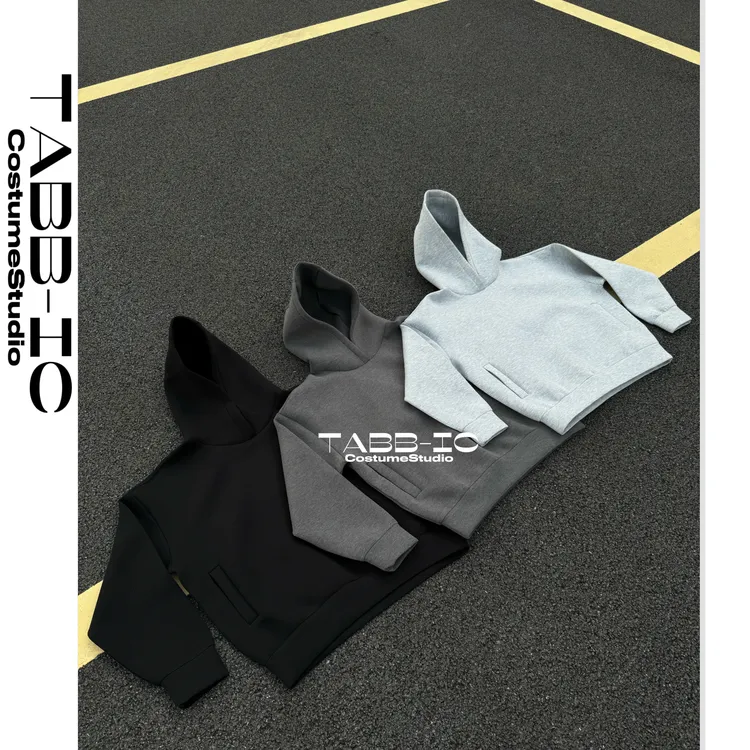 TABBIC【560G】重磅空气层纯色日常百搭秋冬中性款短宽boxy连帽卫衣