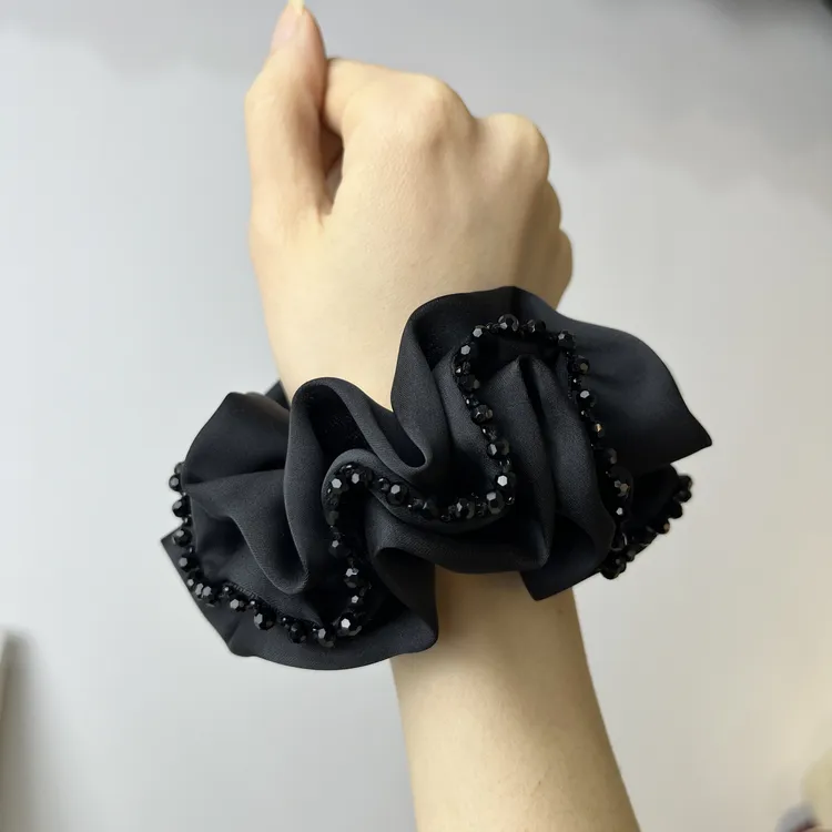 【三层水晶】小号高级百搭发圈发饰小众时尚简约黑色气质纯色轻奢