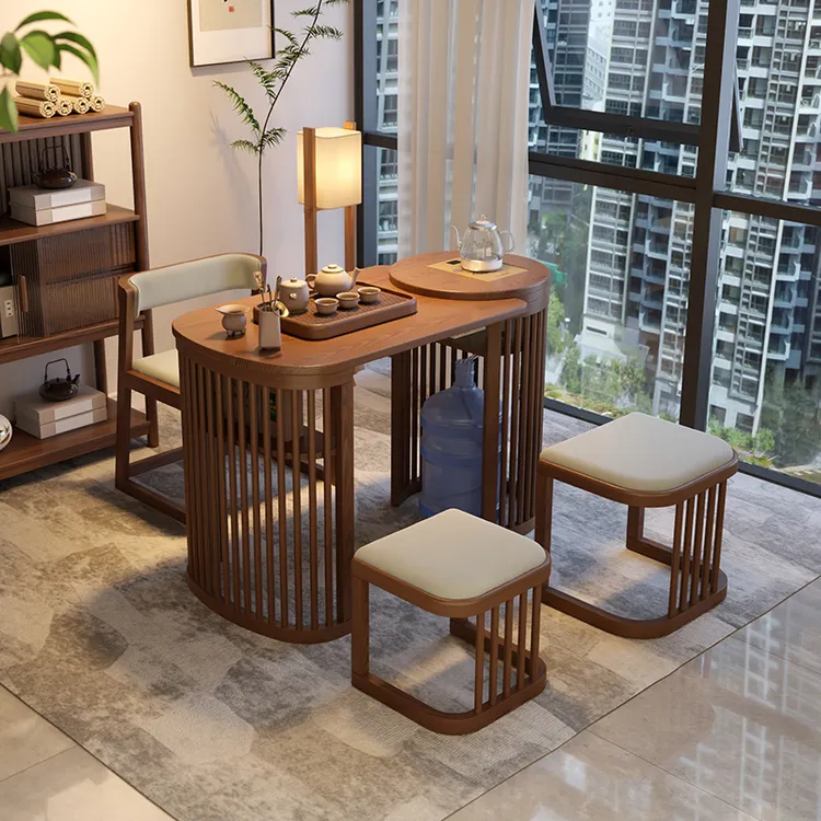 实木阳台茶桌椅组合茶几小户型新中式泡茶桌茶桌茶台一整套