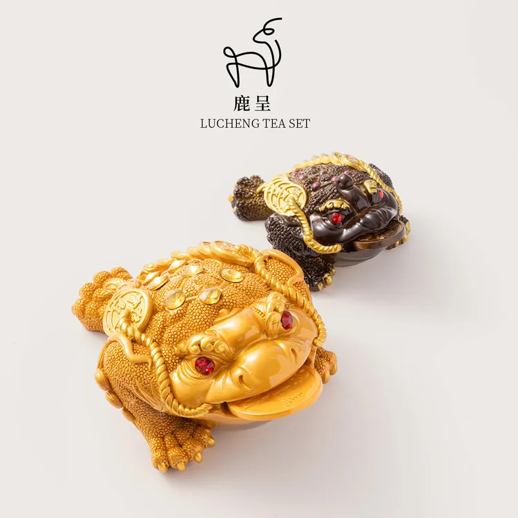 鹿呈变色茶宠招财金蟾蟾蜍功夫茶具配件茶台桌面茶桌摆件茶玩可养