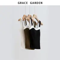 GRACE GARDEN【德绒美背！】法式蕾丝边宽肩带背心DD5I1711